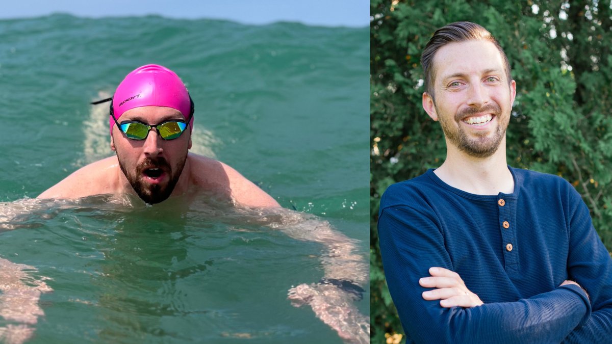 Jason Kloss from Paris, Ont., is set to swim across Lake Ontario Aug. 11-12, 2023 to raise awareness and tens of thousands for mental health and suicide prevention.