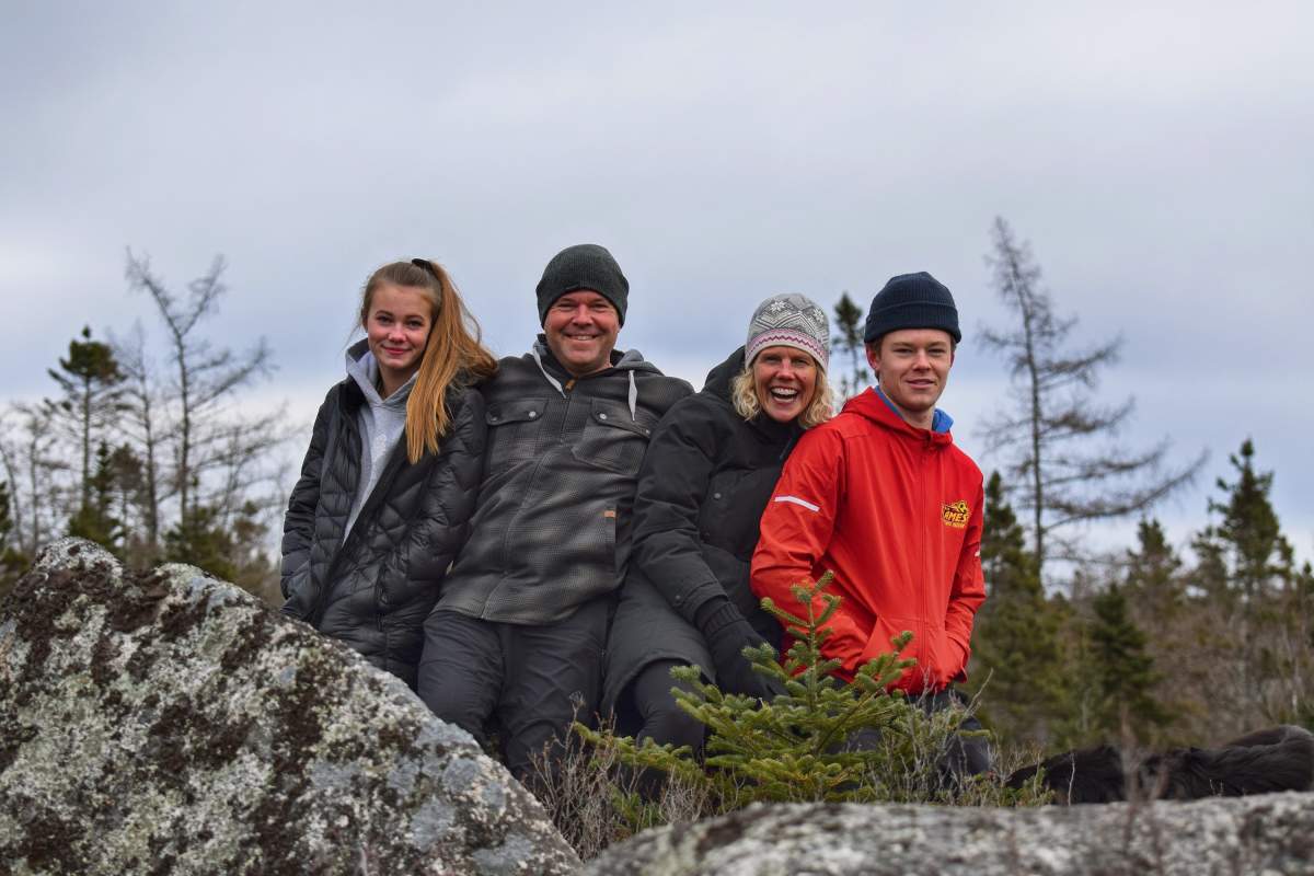 Kai Matthews (far right) was studying kinesiology at Acadia University before contracting meningitis B in May 2021.