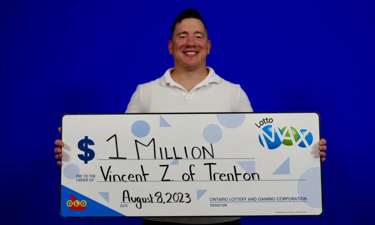 Vincent Zapora of Trenton won $1 million in a Lotto Max draw.