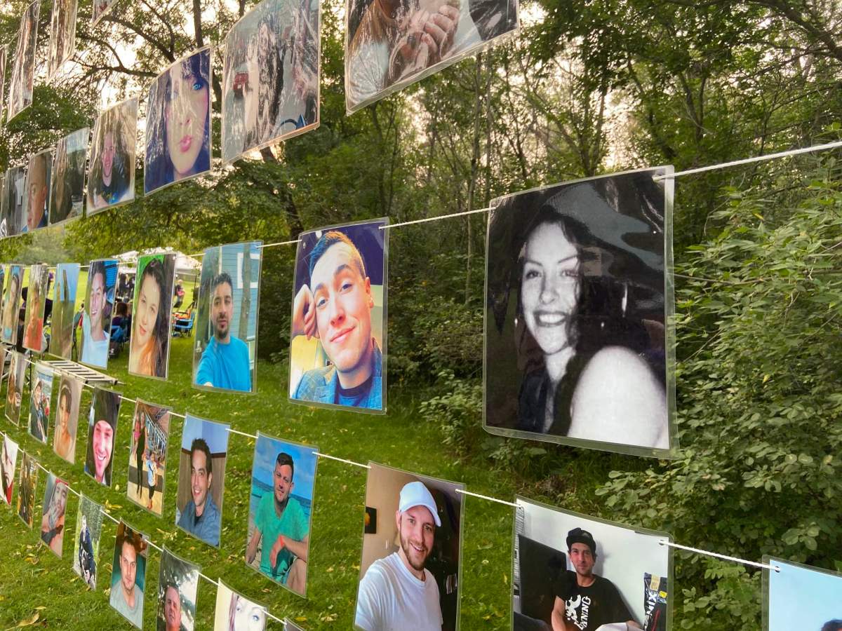 Edmonton families gather on International Overdose Awareness Day to remember loved ones they have lost to drugs.