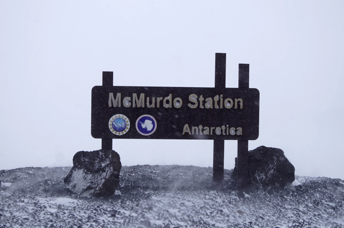 The McMurdo Station sign.
