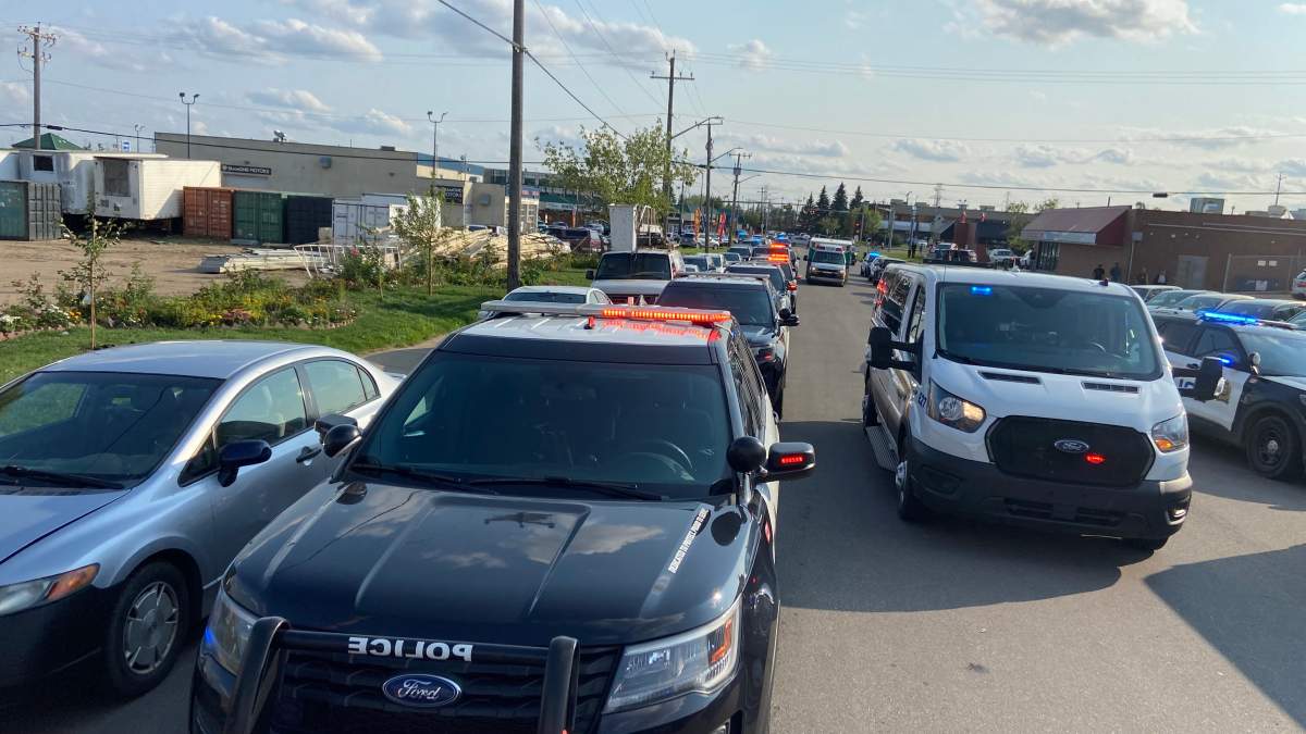 Anti-Eritrea protesters gather outside an Eritrean Festival event at the Maharaja Banquet Hall in southeast Edmonton on Saturday, August 19, 2023.