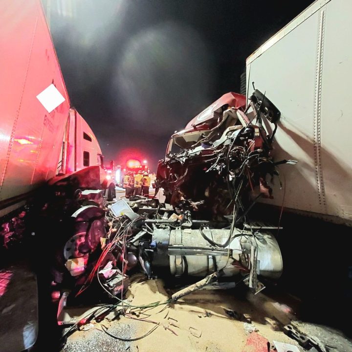 Seven vehicles were involved in a crash on Highway 401 on Aug. 19, 2023.