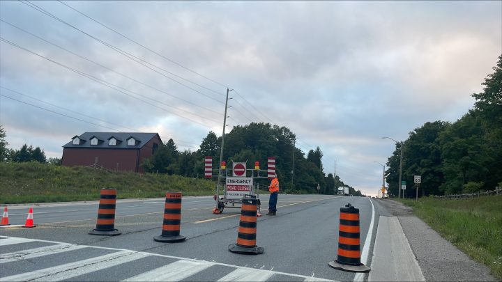 Police on the scene of a collision on Caledon's Airport Road on Aug. 30, 2023.