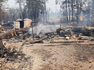 Damage seen in Hay River, N.W.T due to wildfires.