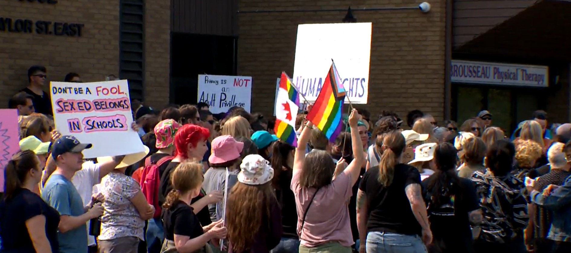 Protesters in Saskatoon calling for new pronoun and education policies to be scrapped