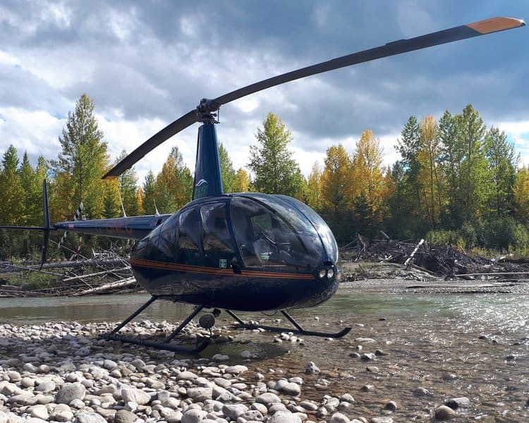 A Robinson R44 Raven II helicopter owned by Synergy Aviation in Alberta.