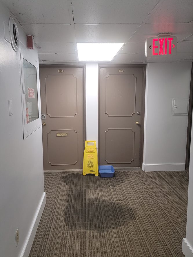 A leak on the first floor of 1150 Adelaide St. N.