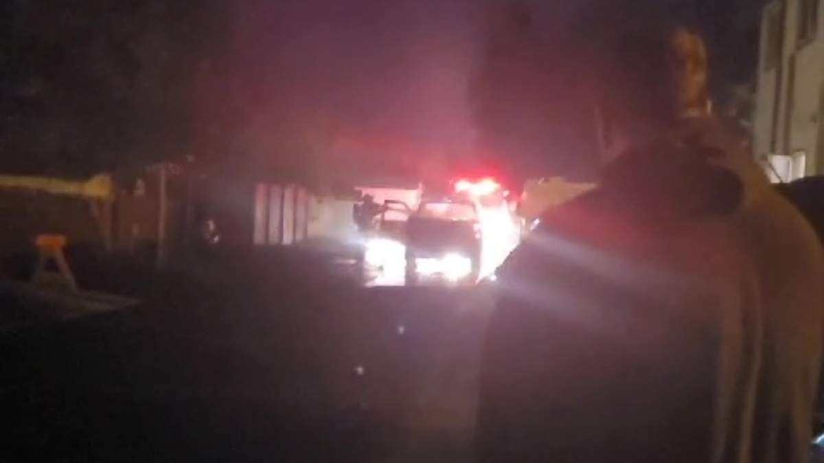 Edmonton police were called to help Edmonton Fire Rescue Services after a body was found in a burning vehicle near 146 Avenue and 25 Street in the Fraser neighbourhood on Friday, August 4, 2023.