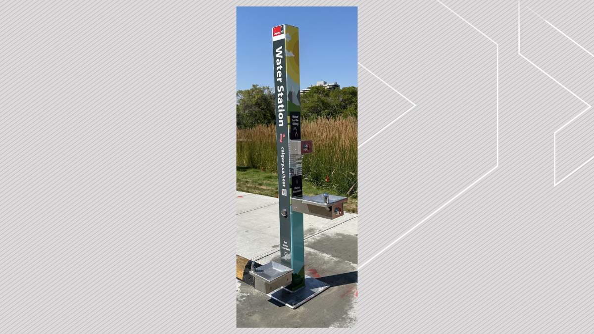 A photo of the temporary water stations the City of Calgary is installing in August, 2023.