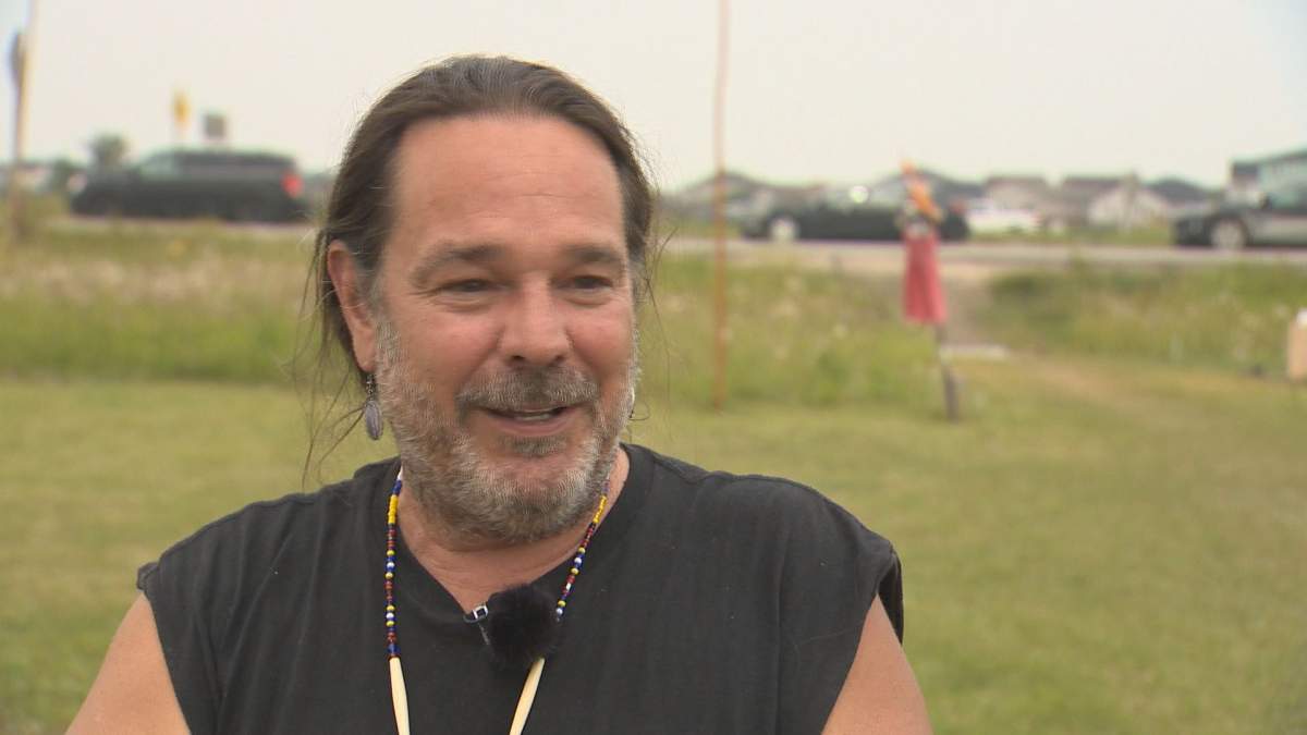 John Gonzalez, who is originally from Pimicikamak First Nation, came all the way from Rhode Island to show his support at Camp Morgan.