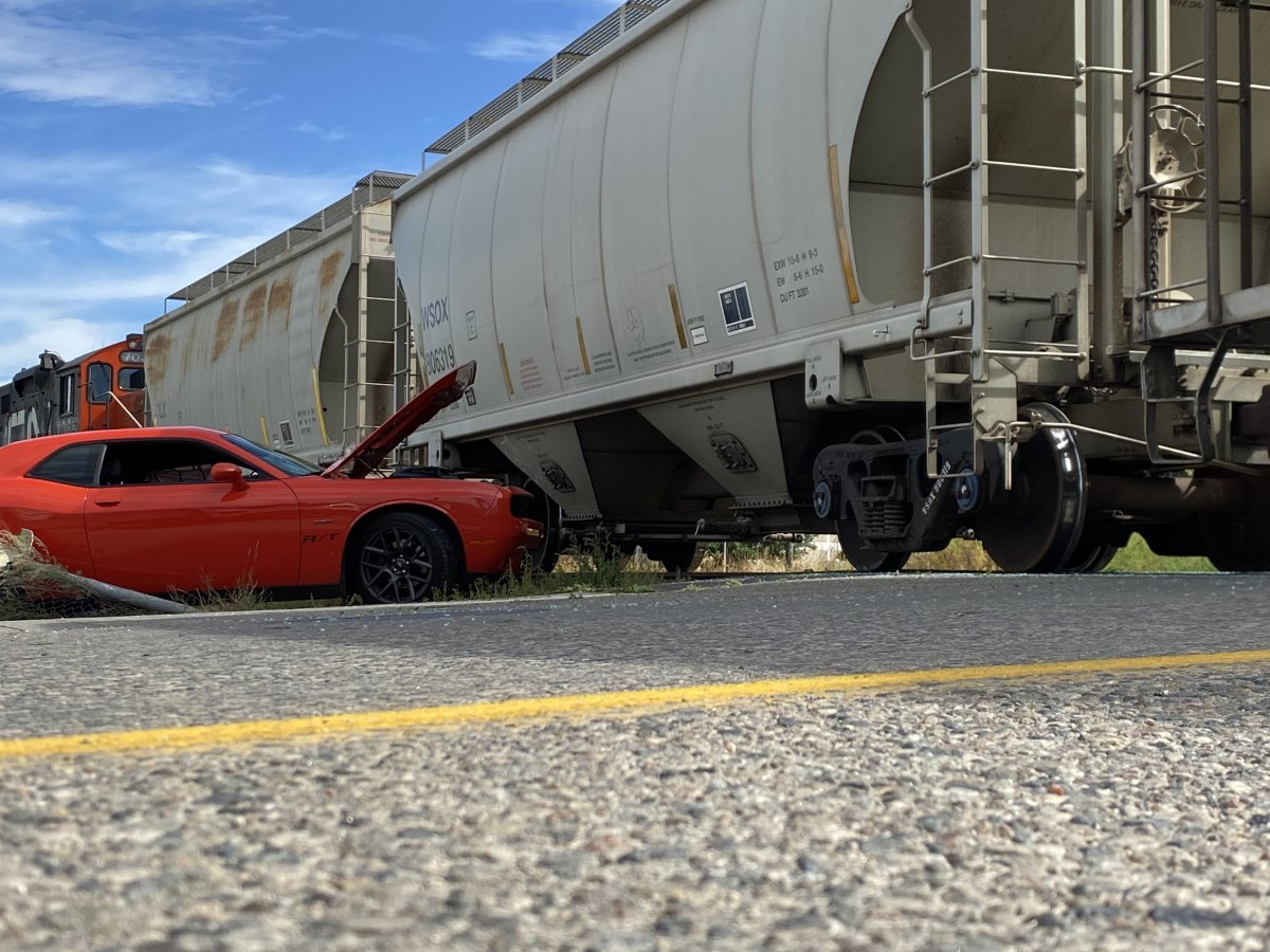 One man, who was the lone driver, was treated for minor injuries following a vehicle and train collision on Monday morning.