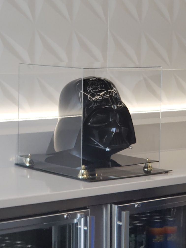 A photo of the signed Darth Vader helmet, arguably the highest-valued item stolen from Zero Latency On Tilt Calgary according to Police.