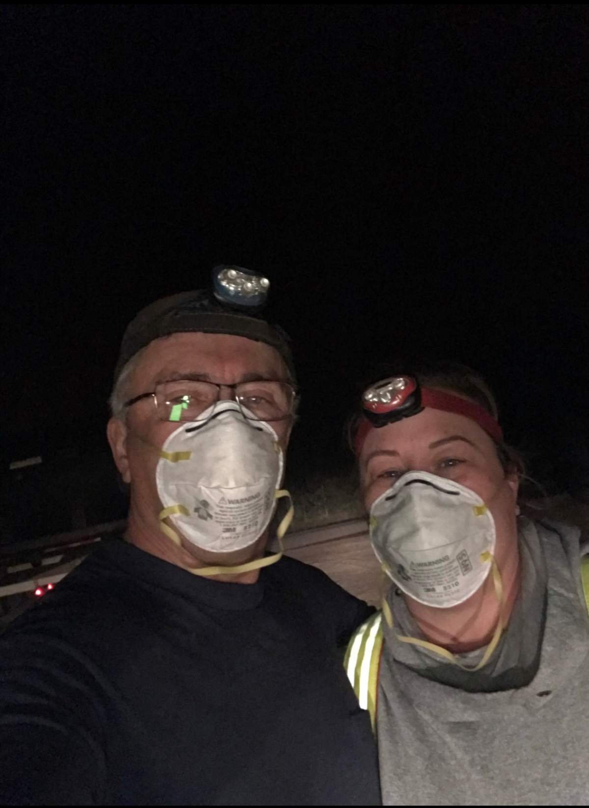 Mike and Lyne the night they were fighting the fire.