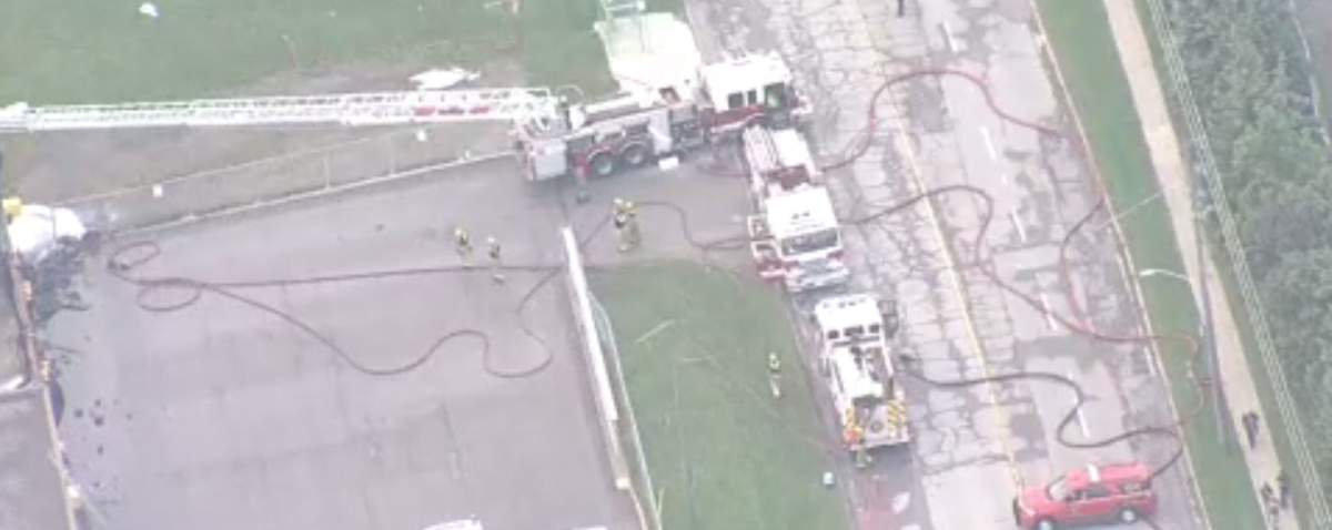 No injuries were reported after a three-alarm fire broke out at a bus depot in Durham Region on Wednesday, Aug. 16, 2023.