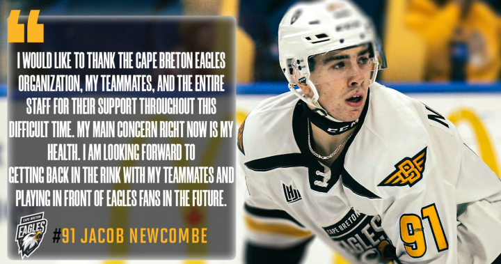 Cape Breton Eagles forward Jacob Newcombe diagnosed with non-Hodgkin’s lymphoma