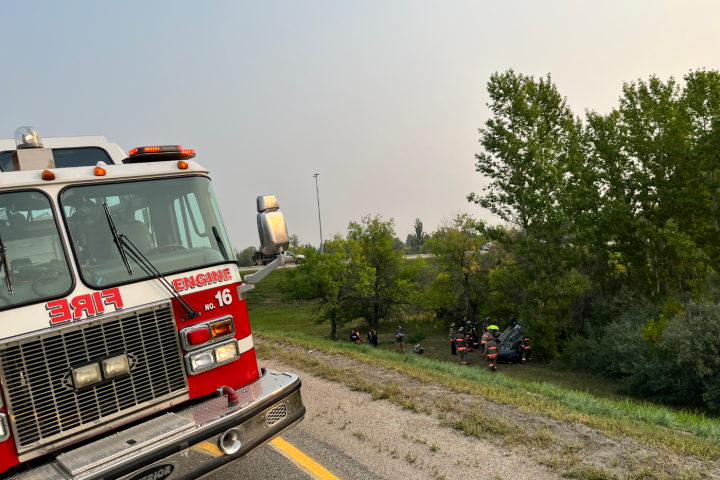Police, fire crews, paramedics attend Saskatoon vehicle rollover