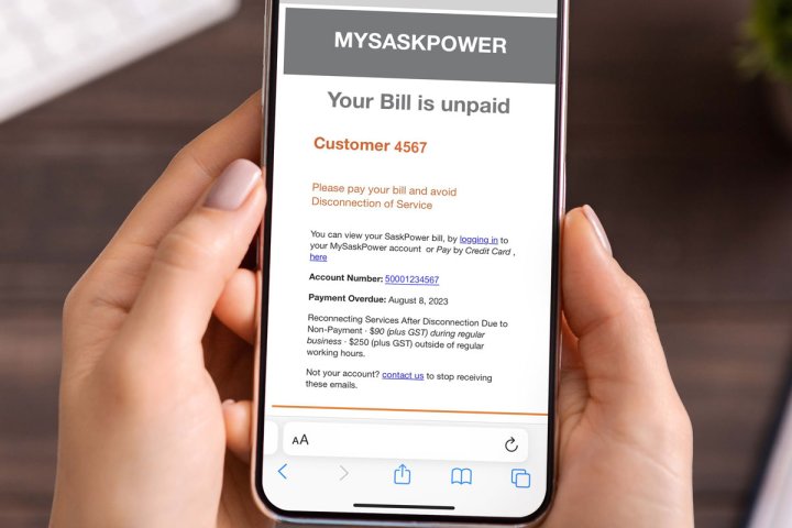 SaskPower warns of unpaid bill scam emails