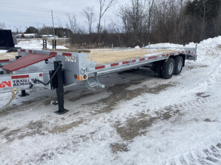 Police in Lindsay, Ont., are investigating the reported theft of this flatbed trailer from a George Street business on Aug. 21, 2023.