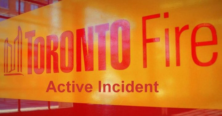 Fully engulfed garage fire in North York injures firefighter