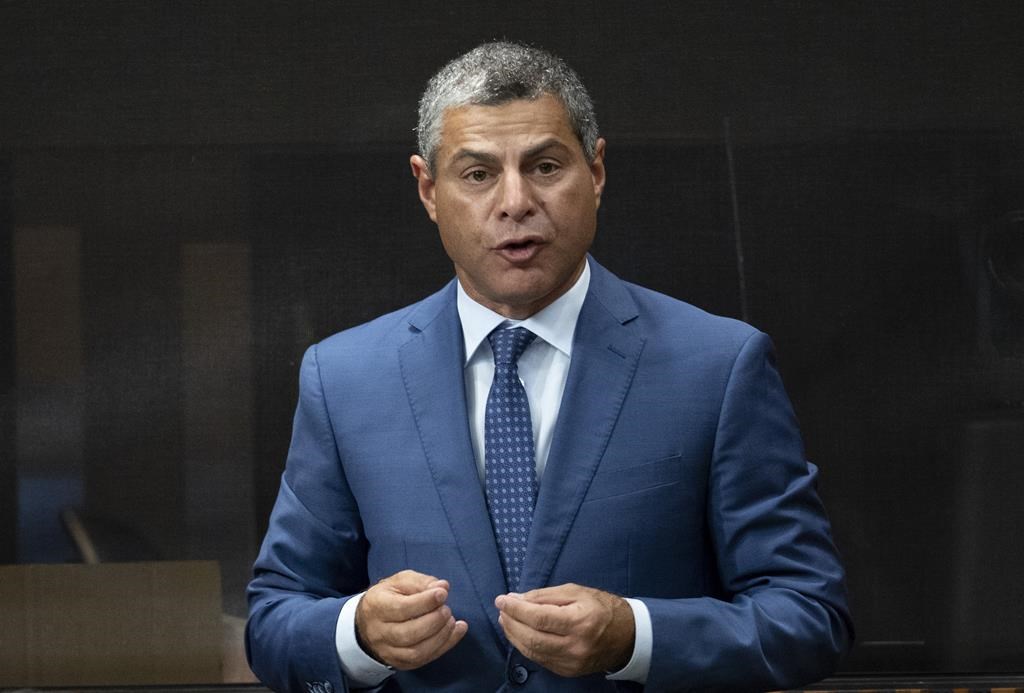 Alain Rayes rises during Question Period, in Ottawa, Monday, Sept. 26, 2022. Quebec MP Rayes says he won't run again for federal office, a year after leaving the Conservative Party. 