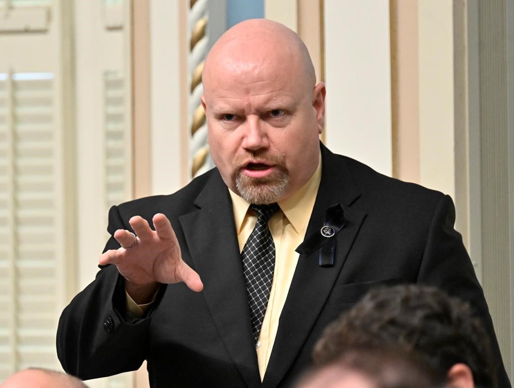 Quebec Indigenous Affairs Minister Ian Lafrenière responds to the Opposition during question period, at the legislature in Quebec City, Tuesday, March 28, 2023. The Quebec government still refuses to recognize the existence of systemic racism, but are pushing ahead with a cultural security bill for Indigenous people in the health network.