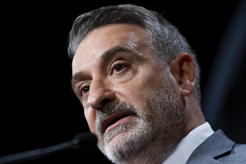 Minister of Municipal Affairs and Housing and Government House Leader Paul Calandra speaks to reporters at Queen's Park in Toronto, on Thursday, Sept. 7, 2023. THE CANADIAN PRESS/Spencer Colby.