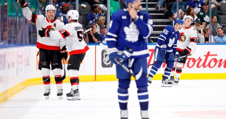 Chychrun scores twice, Sens beat Leafs in OT | Globalnews.ca