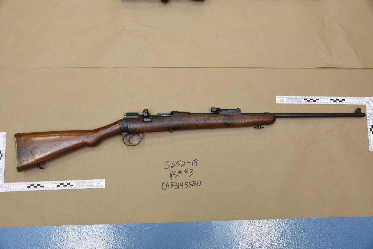 A firearm Calgary police seized following an arrest in a break and enter investigation.
