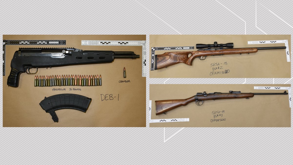 Three firearms Calgary police seized this month in relation to arrests for break and enters.