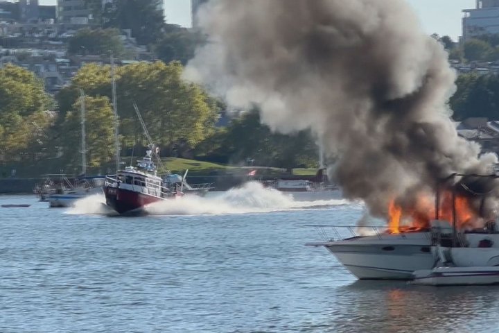 Multi-boat fire in False Creek renews questions about derelict vessel enforcement