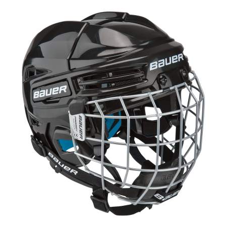 kids black hockey helmet with cage