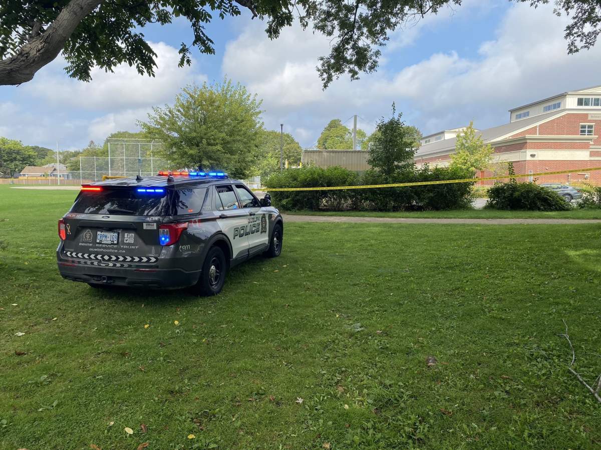 Police tape surrounds area of Royal City Park where human remains were found.