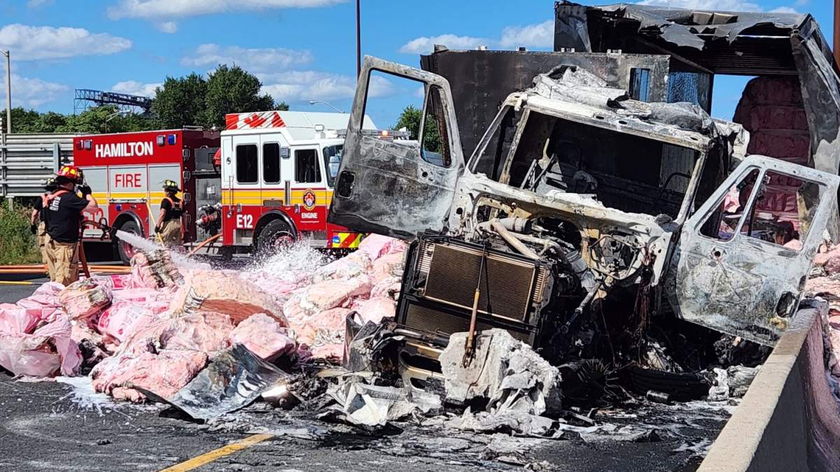 OPP say a fiery crash in the are of the Burlington Skyway Bridge shut down the QEW heading into Niagara on Tuesday.