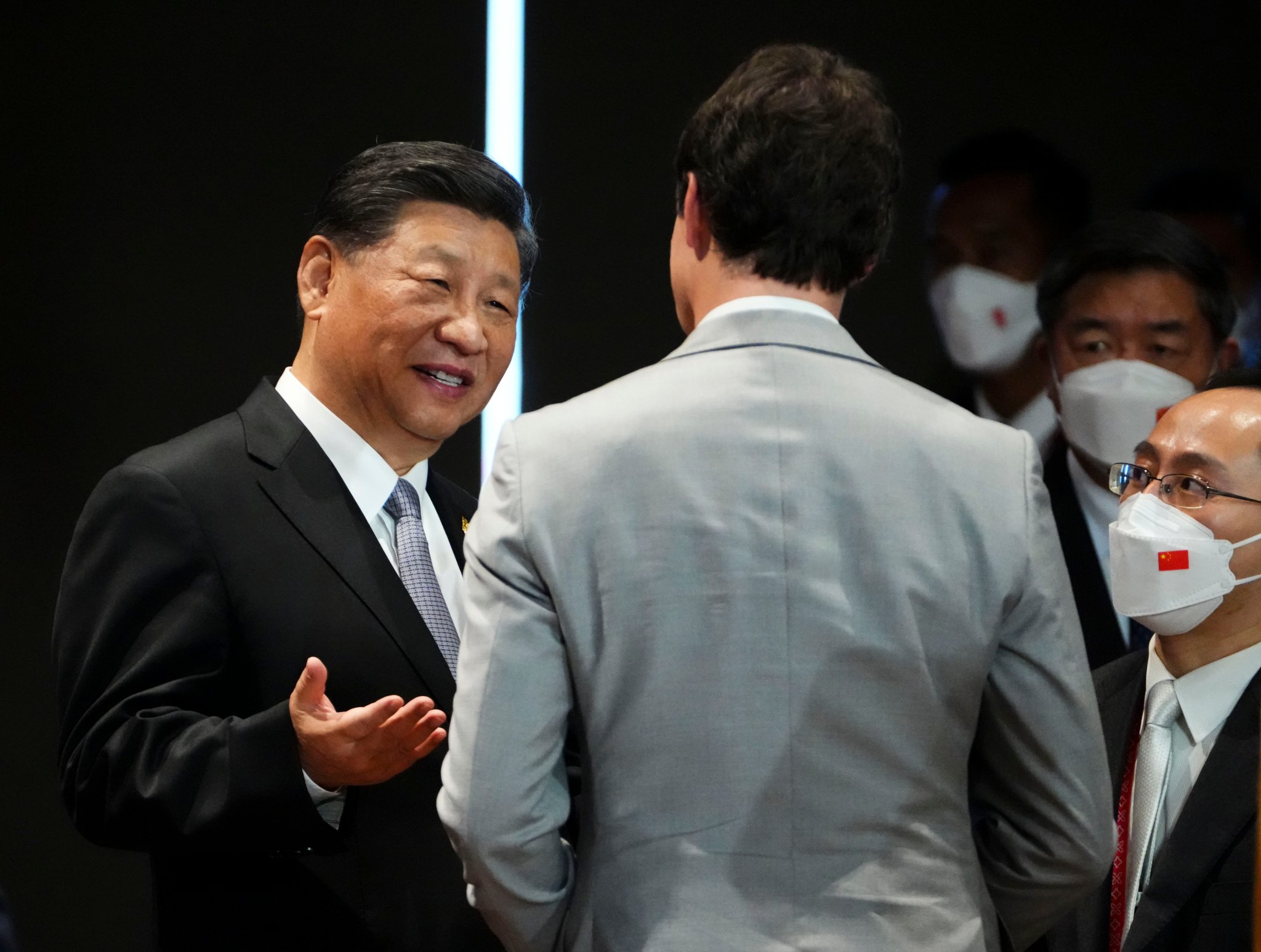 Prime Minister Justin Trudeau talks with Chinese President Xi Jinping after taking part in the closing session at the G20 Leaders Summit in Bali, Indonesia, Nov. 16, 2022. THE CANADIAN PRESS/Sean Kilpatrick