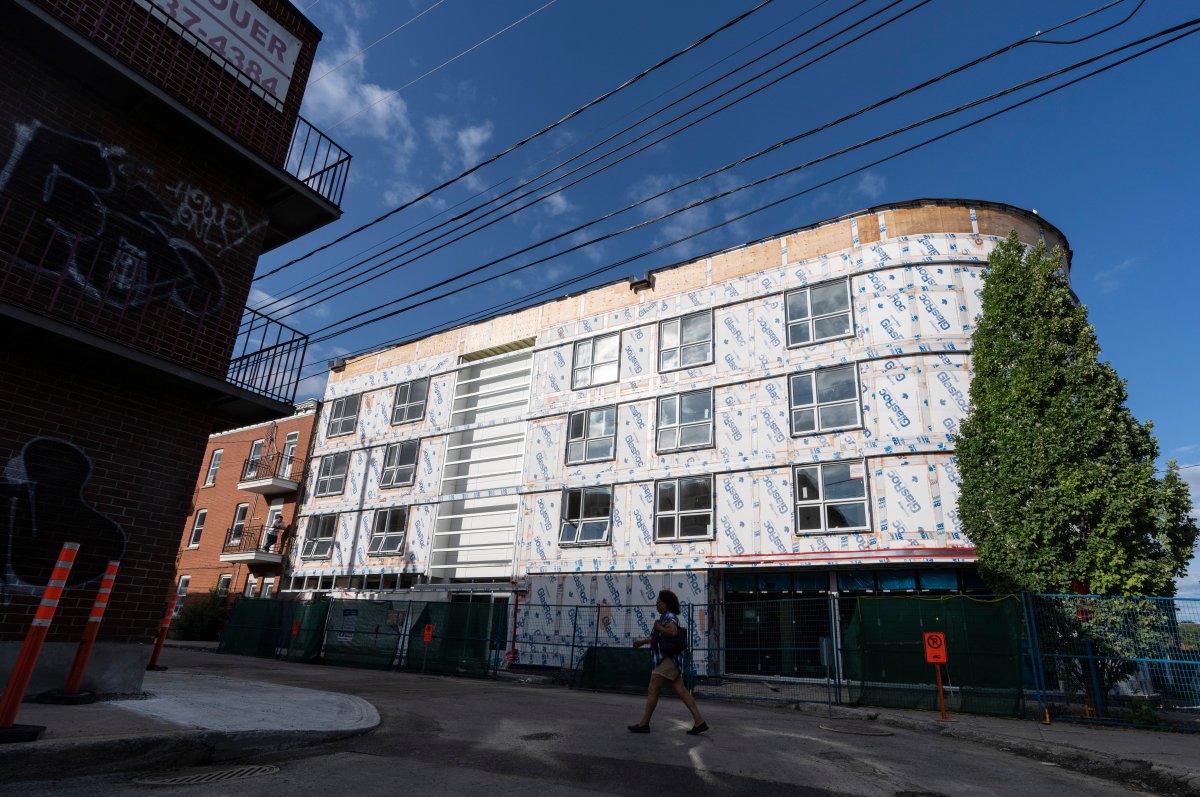 Construction is seen on a new supervised inhalation centre in Montreal, Thursday, Aug. 31, 2023. The new complex, will also offer housing, a community centre, meals, and allow the injection of hard drugs. 