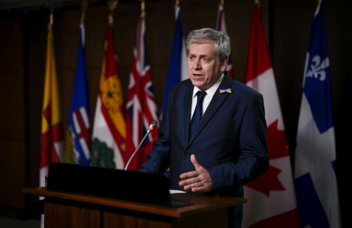 NDP Natural Resources Critic Charlie Angus (TimminsÑJames Bay) holds a press conference on Parliament Hill in Ottawa on Monday, April 4, 2022.