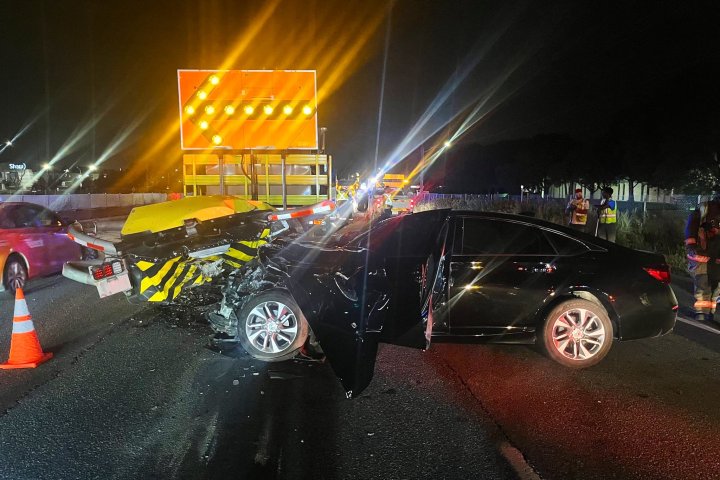 Impaired driver crashes into active QEW collision investigation, four people injured