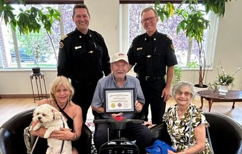 Fred Wasylyshyn was made an honorary member of Edmonton Fire Rescue Services Wednesday Aug. 30 2023.