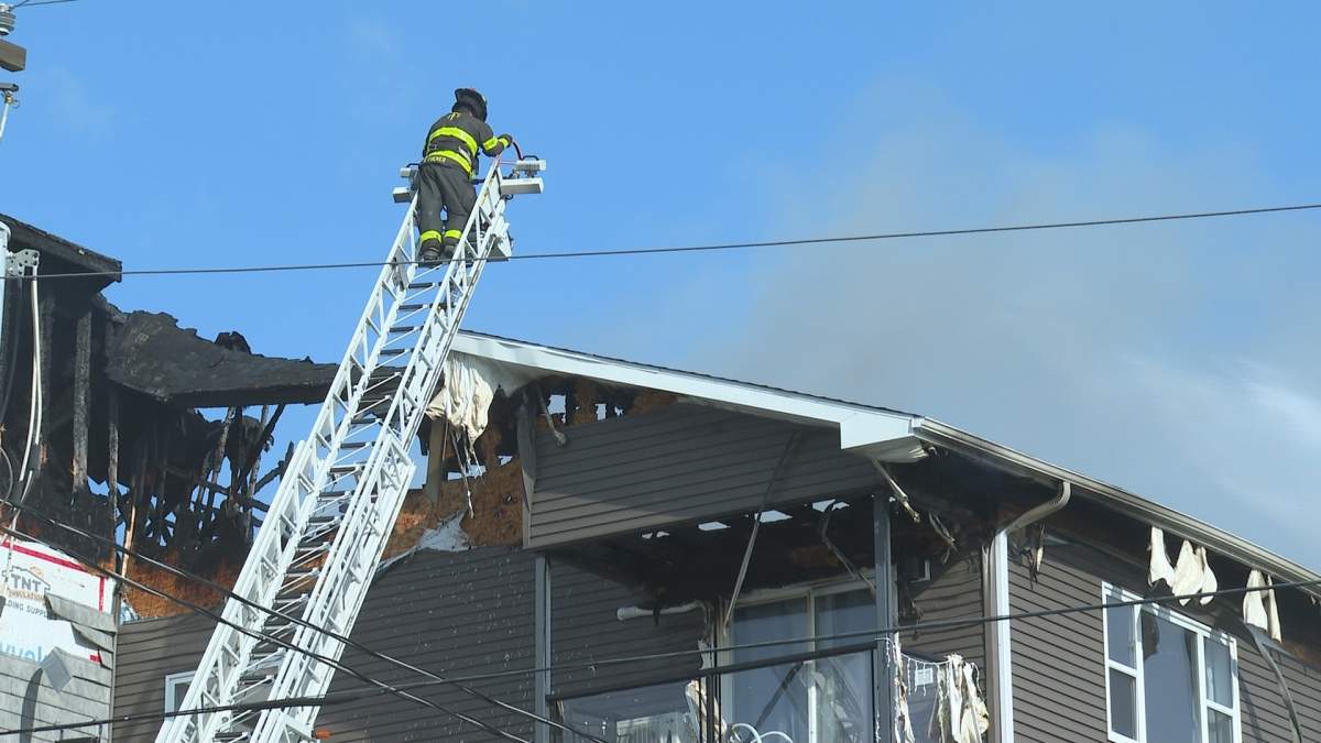 Firefighters from Fredericton and Oromocto responded to the blaze at the north-side apartment building.