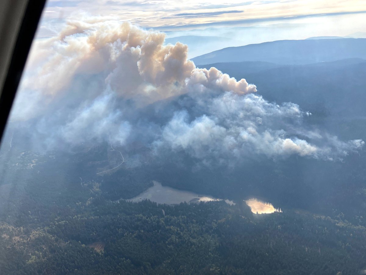 An aerial view of the Glen Lake wildfire in the Central Okanagan.
