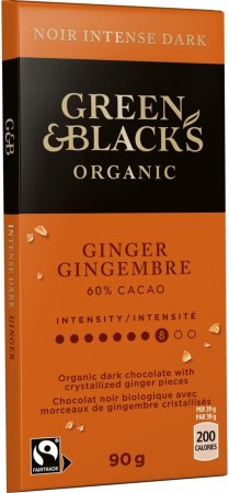 Organge packaging with dark ginger chocolate inside