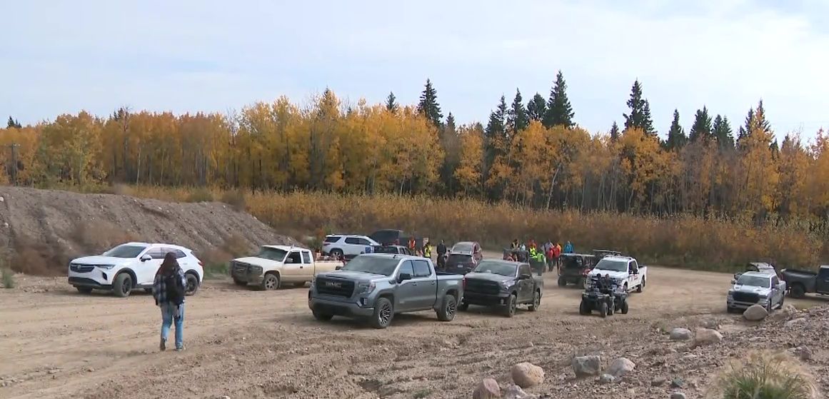 Volunteers join RCMP in the search for five-year-old Jager Cross-Memnook, who was found safe on Tuesday at 6 pm.