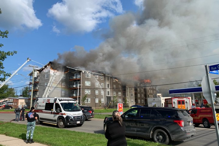Firefighters battling large structure fire on Fredericton’s north side