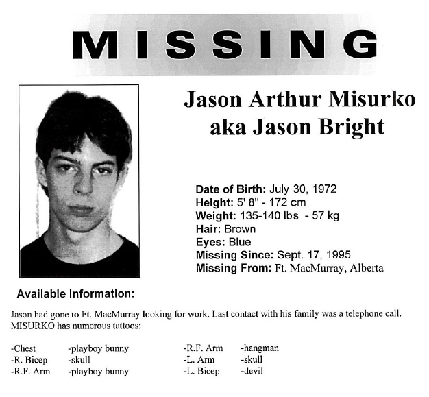 Jason Aurthur Misurko missing person poster from 1995.