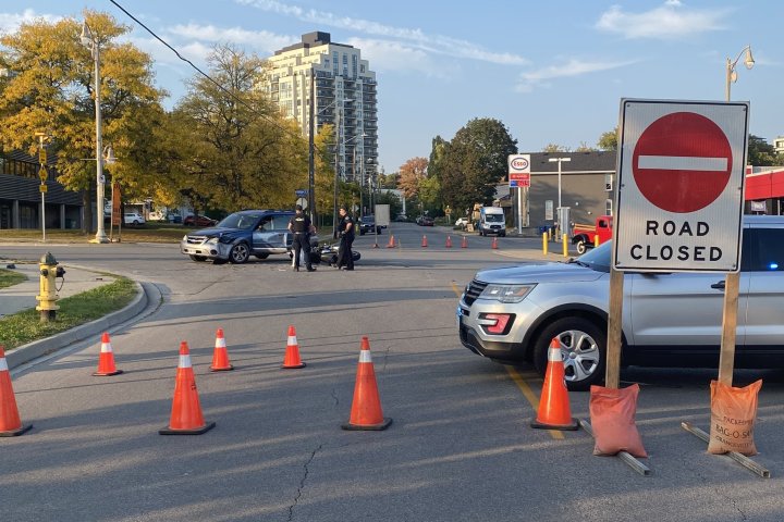 Motorcyclist hurt in collision with vehicle near downtown Guelph, Ont.: police