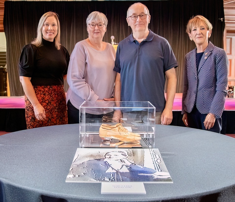 Taking part in the donation were, from left, Katie Kennedy, NCAM curator; Eileen and Tom James and Northumberland County warden Mandy Martin.