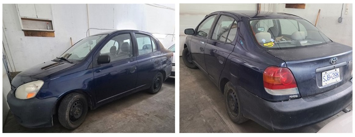 Photos of the 2003 Toyota Echo that police say is connected to missing Vernon resident Blayne Keith Ferguson.