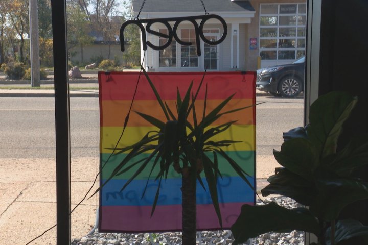 ‘It’s a human right’: Ponoka, Alta. bakery told to remove Pride flag from window