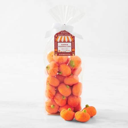 Package of orange marshmellows shaped like pumpkins